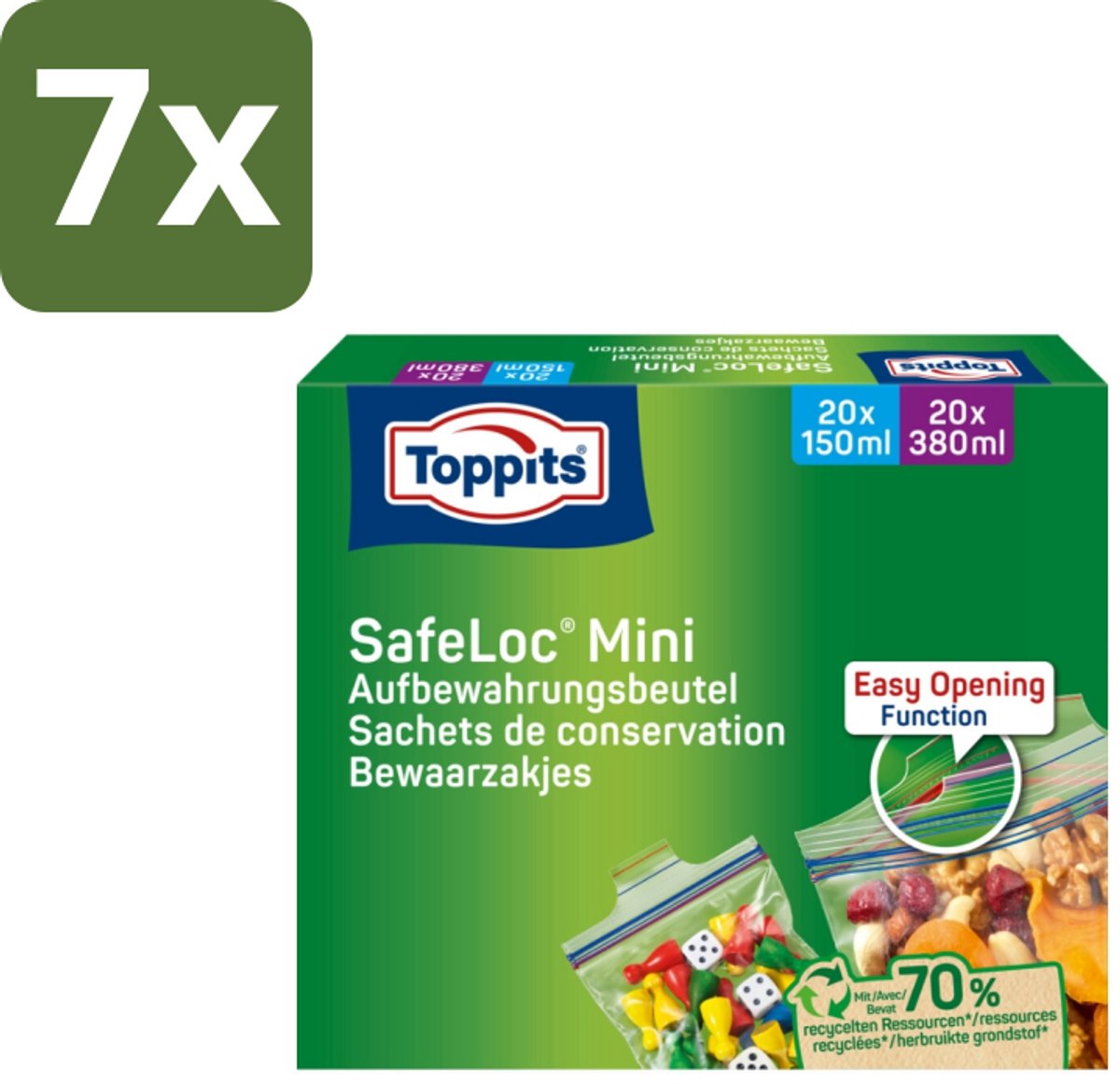 7 x Toppits – Safeloc Mini Zip-Zakjes – 40 Zakjes - Koffiezetapparaat