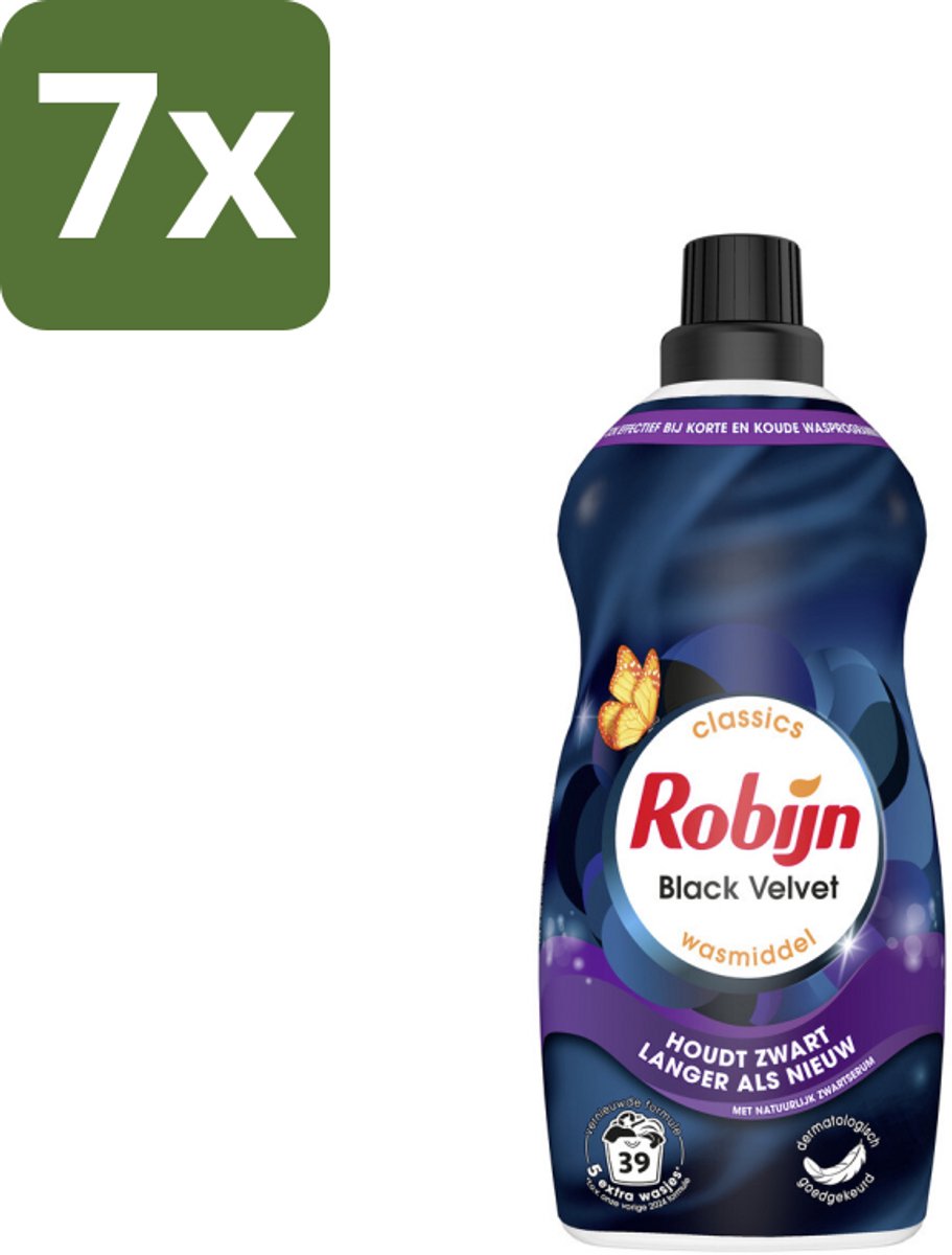 7 x Robijn – Vloeibaar Wasmiddel – Klein & Krachtig Black Velvet – 1,19 L - Kabel - Kabels - Kabelsysteem - Kabelsysteem