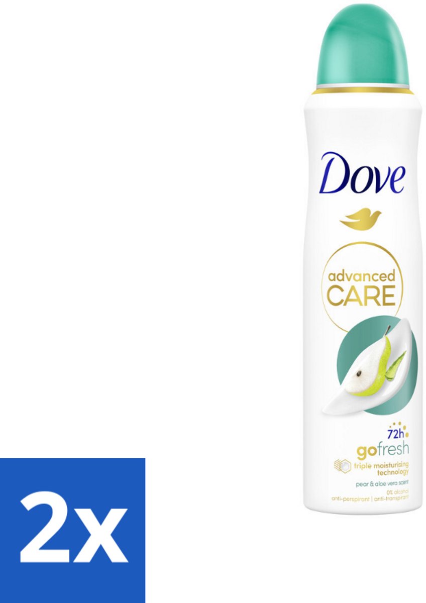 2 x Dove – Deodorant Spray – Peer & Aloe Vera – 150 ml - Anti-transpirant - Deodorant Spray - Zweetvermindering - Frisse Geur - Huidverzorging