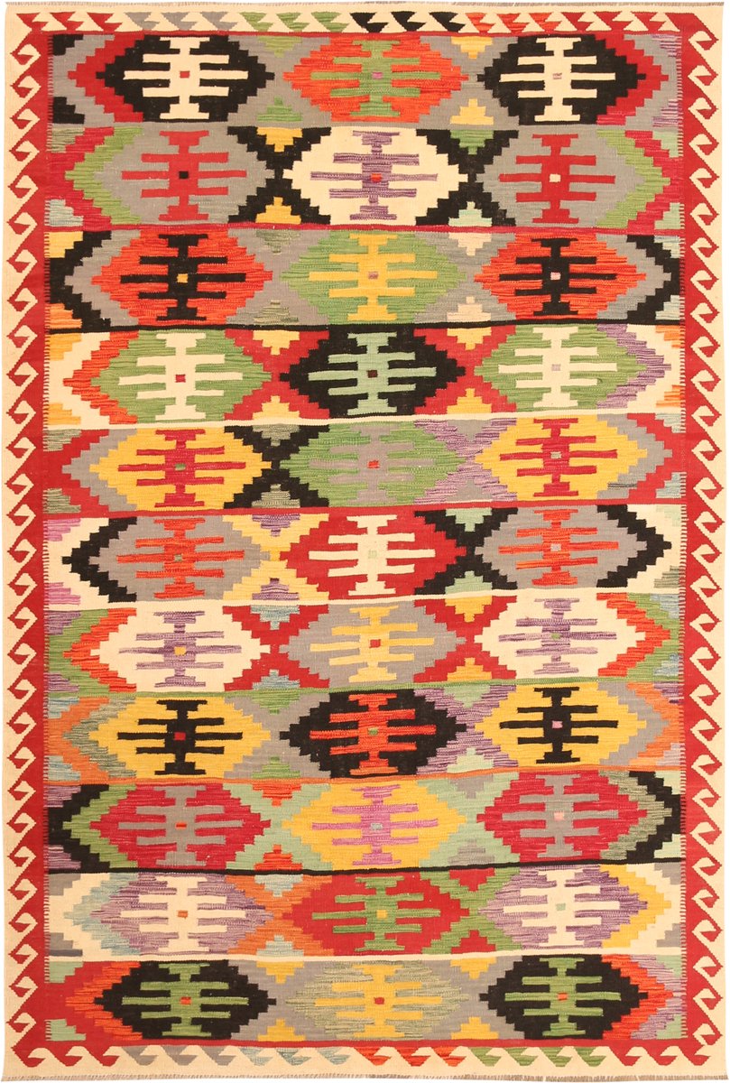 Exclusieve Handgeweven Traditionele Ghazni Wol Kelim Vloerkleed