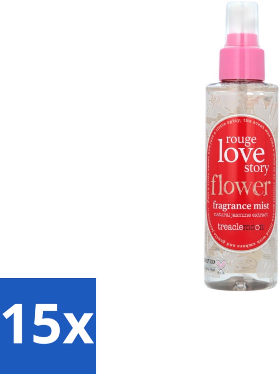 15 x Treaclemoon – Body Mist – Rouge Love Story – 150 ml - Body Mist - Vrouwelijke Geur - Bloemige Geur - Fruitige Geur - Verfrissend