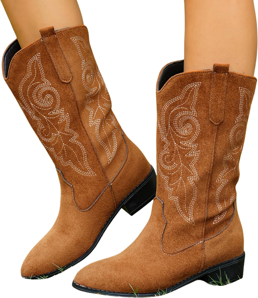 Currero Dames Cowboy Laarzen Hoge Hak Enkellaarzen Kniehoge Western Boots Chelsea 37 Roest