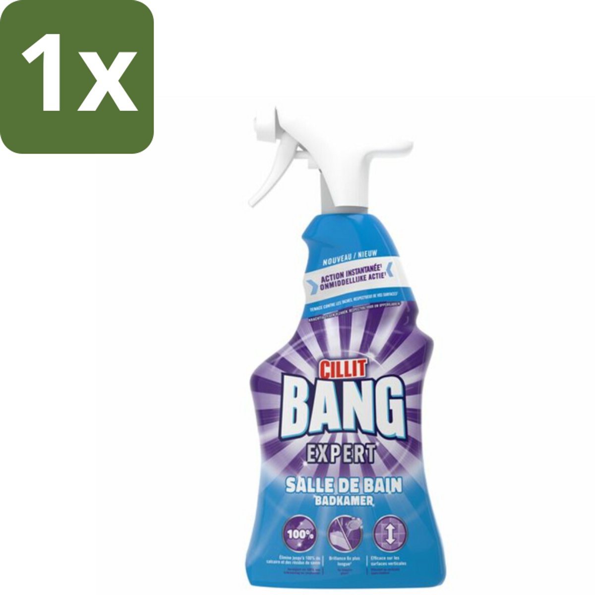 1 x Cillit Bang – Schoonmaakspray – Badkamerreiniger – 750 ml - Badkamerreiniger Spray - Anti-kalk Badkamerspray - Cillit Bang Expert Badkamer - Badkamer Reiniger - Kalkverwijderaar