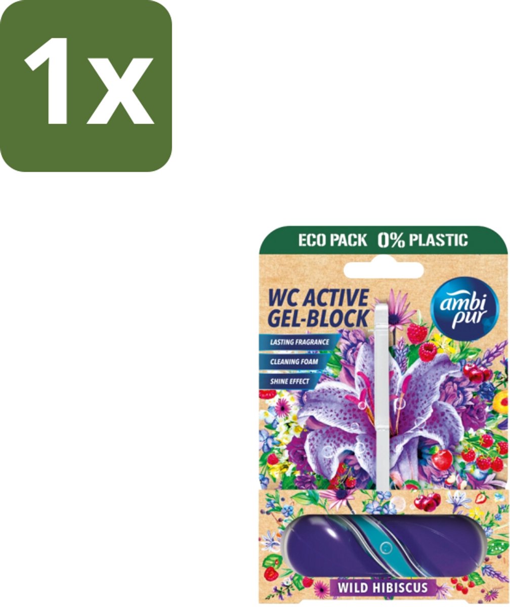 1 x Ambi Pur – Toiletblok – Wild Hibiscus – 45 g - Toiletblok - Toiletverfrisser - Geur In Toilet - Fris Toilet - Kalkaanslag Voorkomen