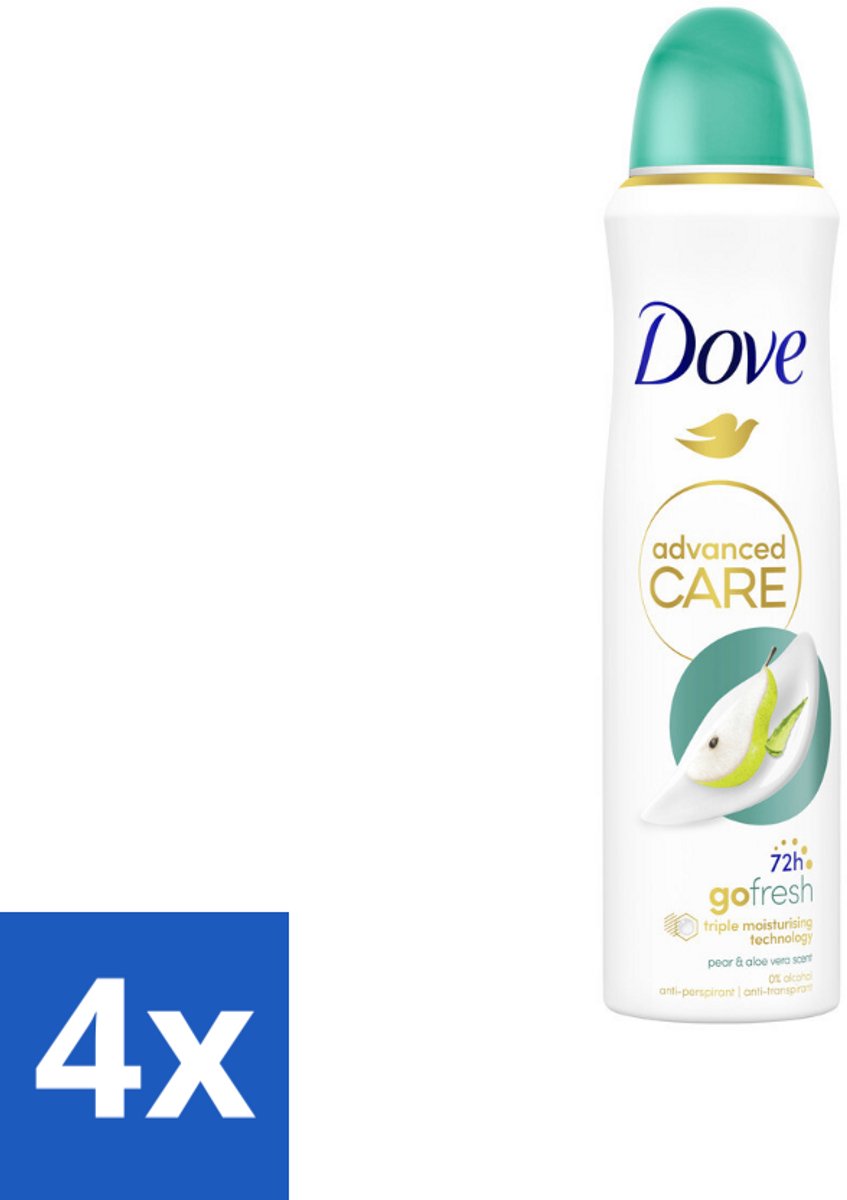 4 x Dove – Deodorant Spray – Peer & Aloe Vera – 150 ml - Anti-transpirant - Deodorant Spray - Zweetvermindering - Frisse Geur - Huidverzorging
