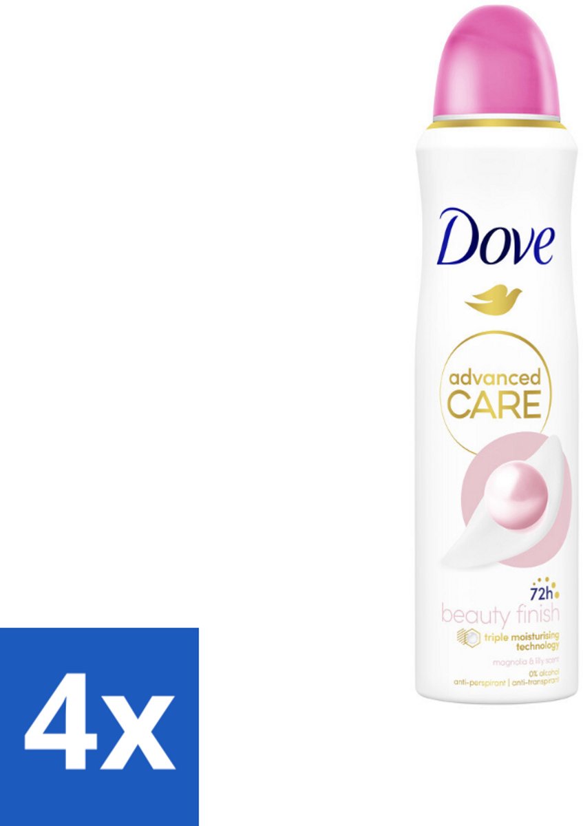 4 x Dove – Deodorant Spray – Beauty Finish – 150 ml - Anti-transpirant Spray - Huidverzorging - Stralende Huid - Geur Magnolia - Geur Lelie