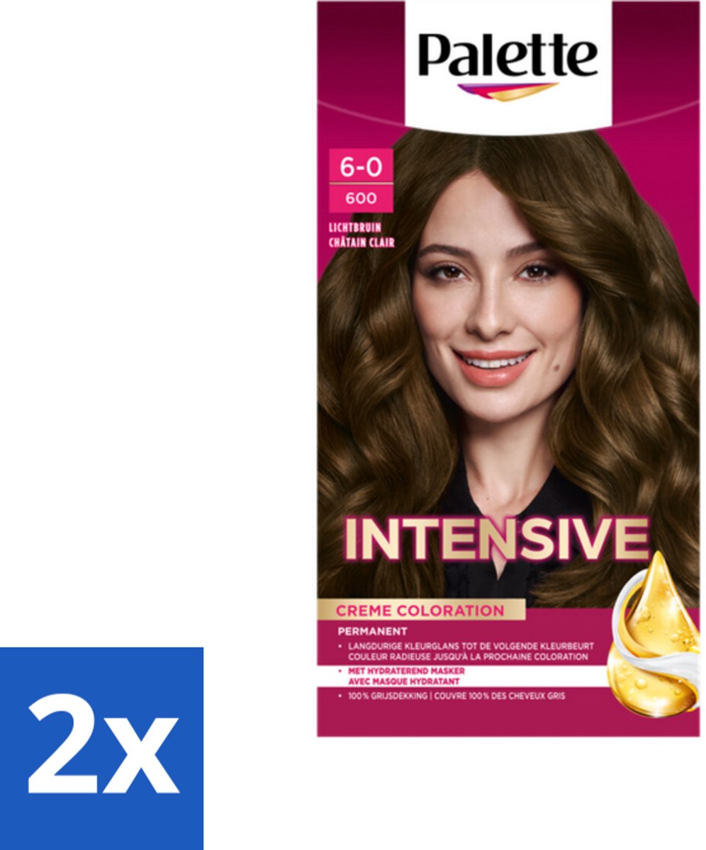 2 x Palette - Haarverf - Poly – 600 Lichtbruin – 115 ml - Tandpasta - Tandplak - Fluoridetandpasta - Mondhygiëne - Tandvlees