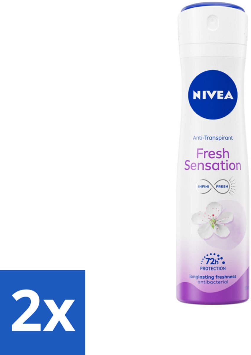 2 x NIVEA – Deodorant Spray – Fresh Sensation – 150 ml - 72 Uur Bescherming - Zweetbescherming - Geurvermindering - INFINIFRESH - Frisse Geur