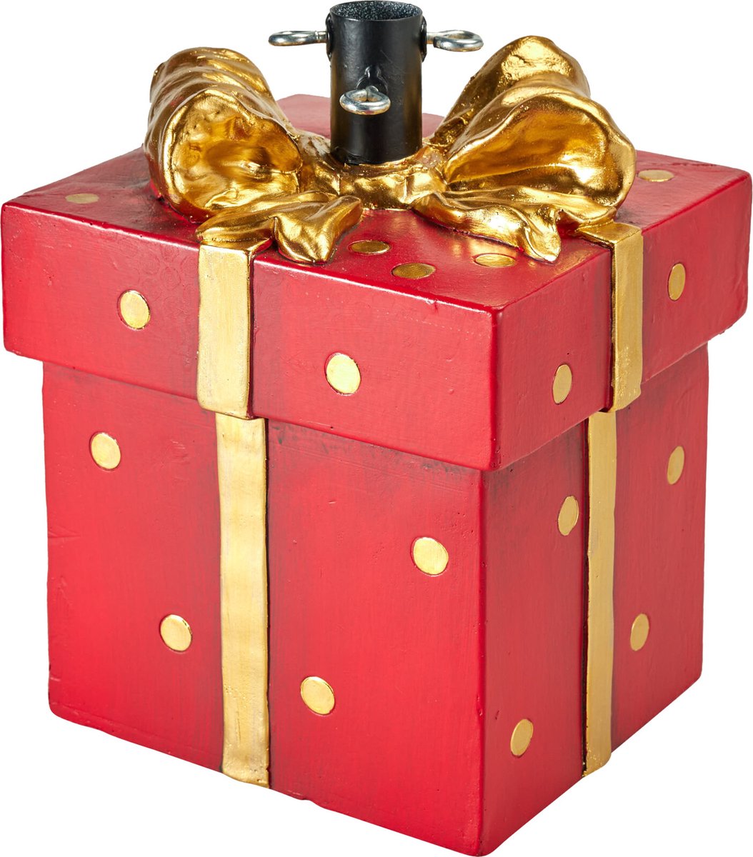 Kerstboomstandaard Cadeaubox – Trend 2026 – Rood/Goud