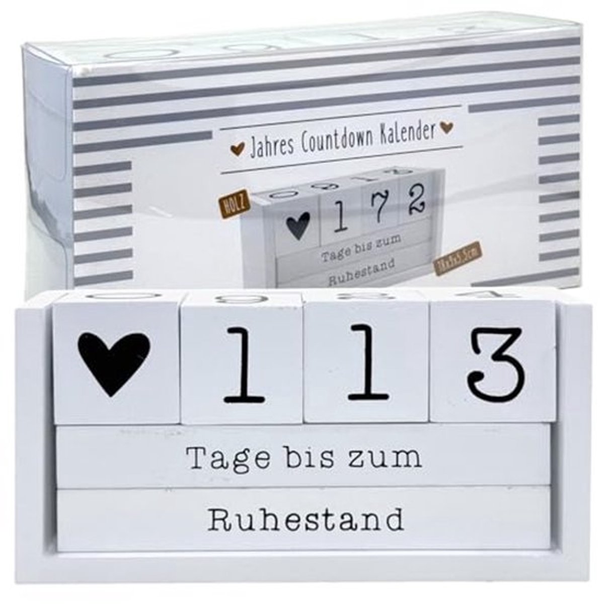 Houten jaren-countdownkalender - Permanente tafelkalender met decoratieve kubussen - Tot 432 dagen voor speciale gelegenheden - Duitse editie