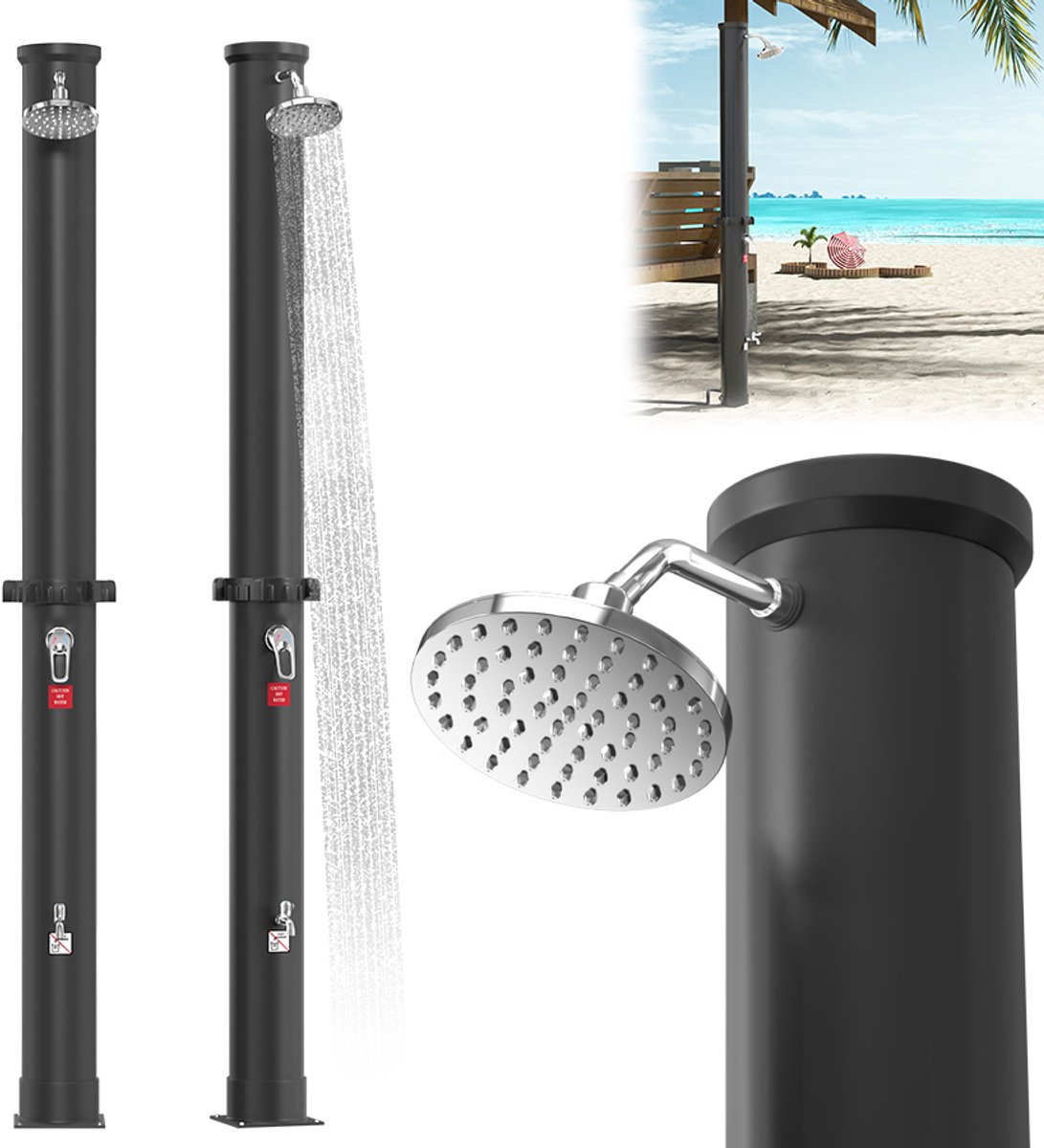 Aufun Zonnebaden Douche 40L – Draadloze Buitendouche voor Tuin, Kamperen en Zwembad, Zonneenergie Verwarming met Tuinslangaansluiting (Zwart)