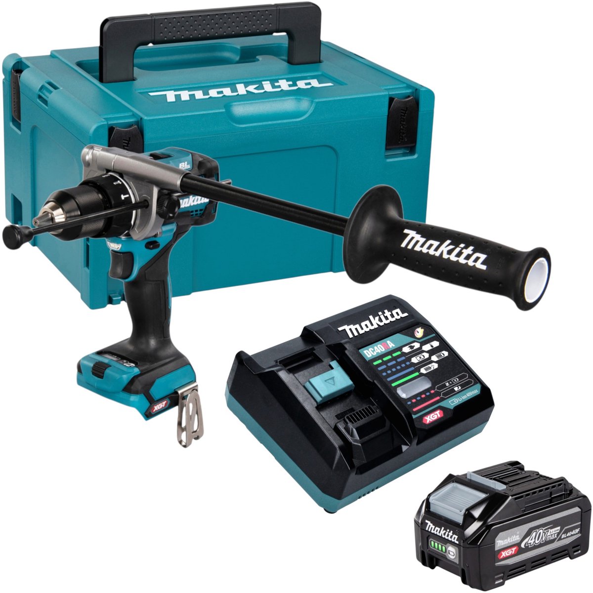 Makita HP 001 GU101 accu-slagboormachine 40 V max. 140 Nm XGT Brushless + 1x accu 4,0 Ah + oplader + Makpac