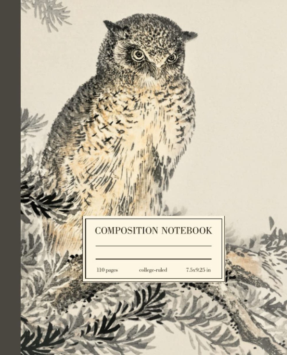 Composition Notebook College Ruled: Owl Vintage Botanical Illustration - ShopVlot