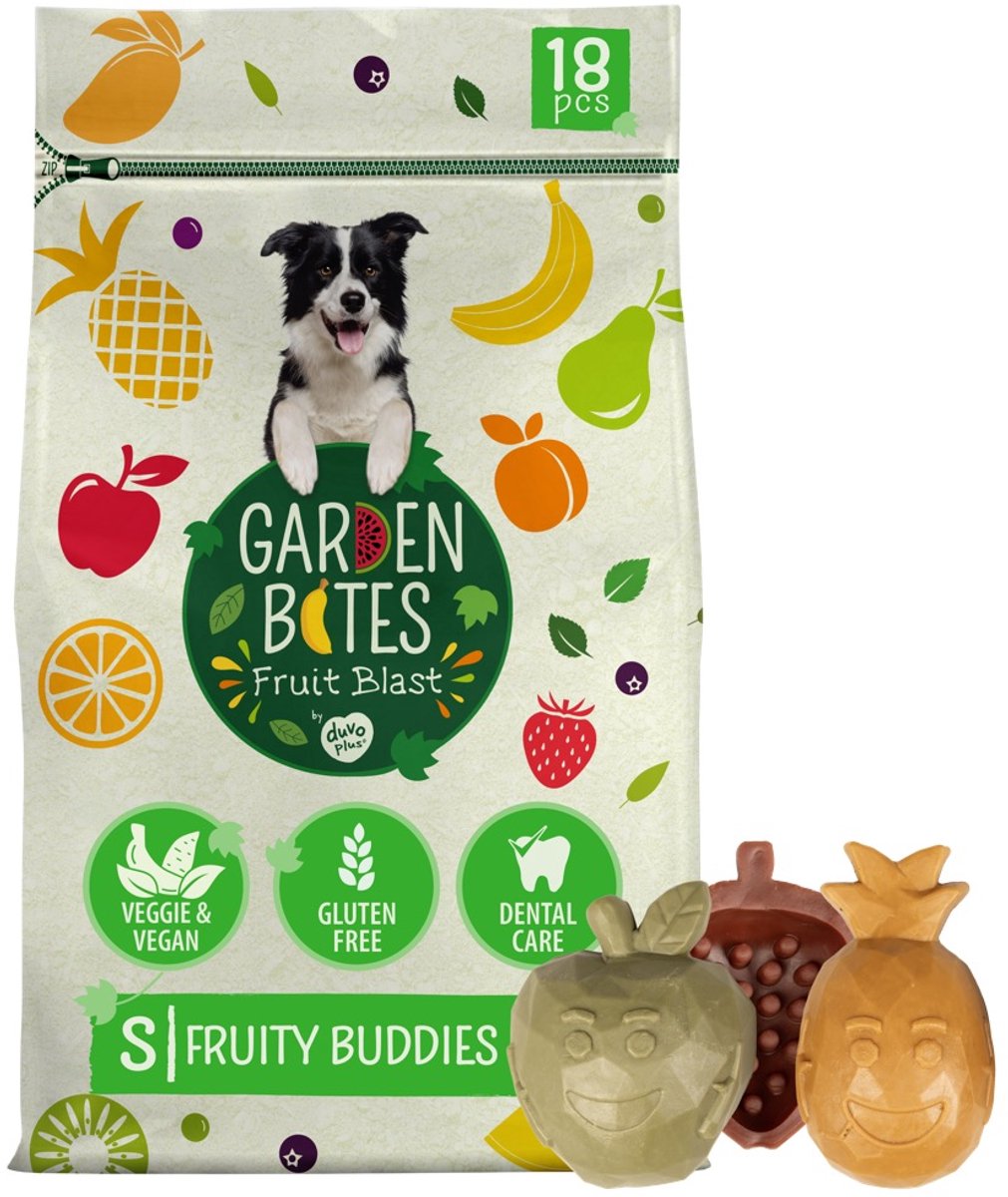 duvoplus Garden Bites - Fruity Buddies Hondensnacks - Hondensnoepjes - Vegetarisch & Glutenvrij - Small 18st