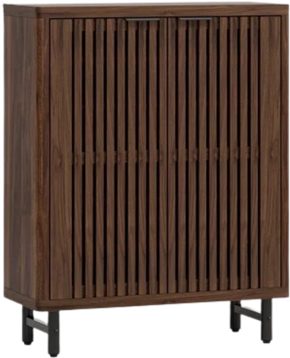 DMG Supply Schoenenkast - 6 Lagen - Met Lamellendeuren en Verstelbare Planken - 85 x 35 x 110 cm - Bruin - MDF