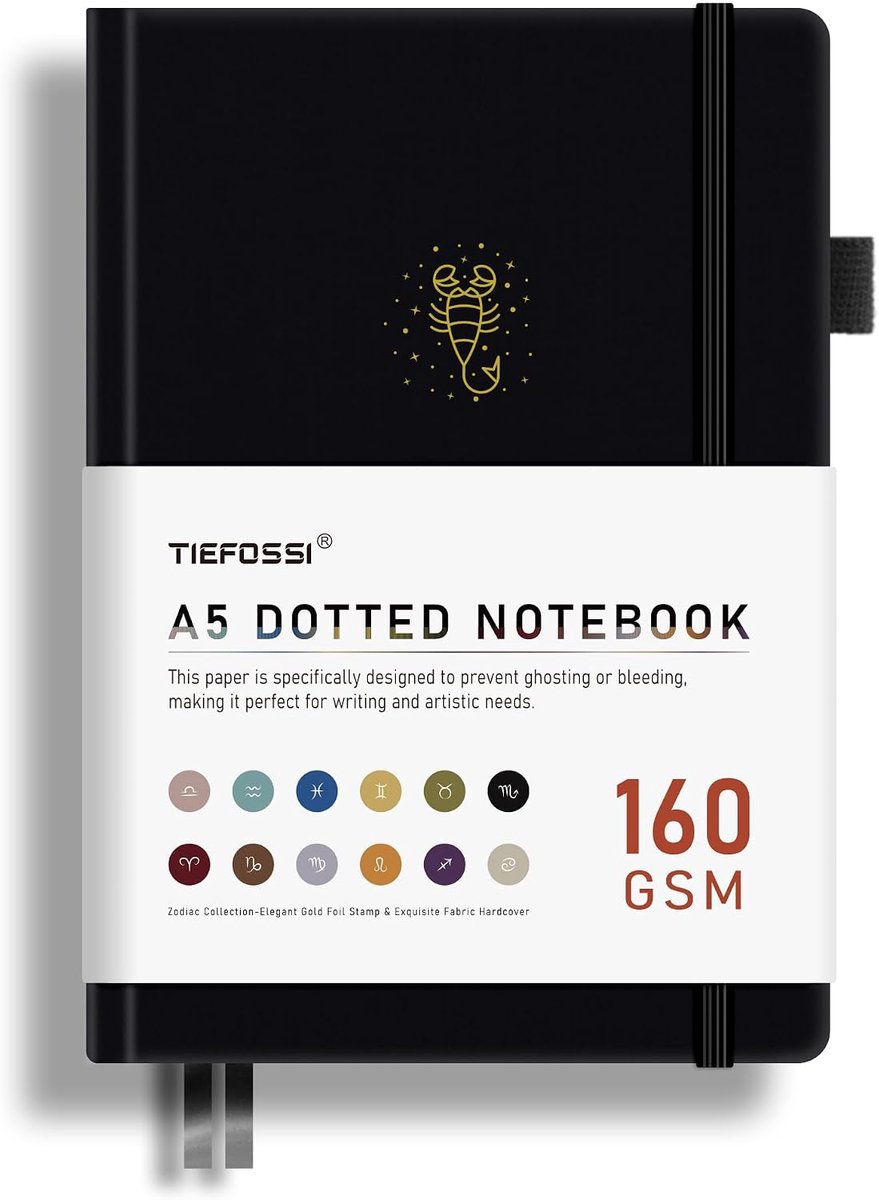 TIEFOSSI Bullet Dotted Journal, 160GSM Bleed Proof Dik Papier, Constellations Dot Notebook, Scorpio Journal voor - ShopVlot