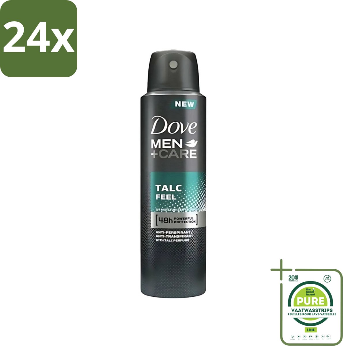Dove - Deodorant - Men Care Talc Feel - Zachte en verzorgende bescherming - 150 ml - Voordeelverpakking - 24 stuks - Dove Men+Care - Deodorant spray