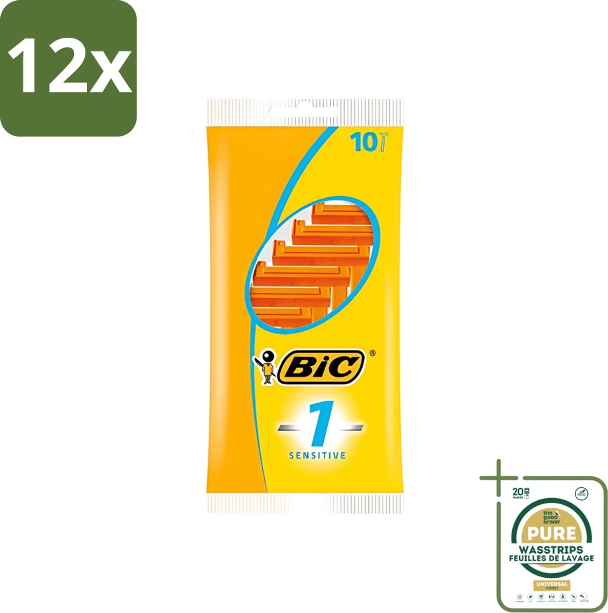 Bic - Scheermesjes - Sensitive - Enkel Mesje - Wegwerpmesjes - 10 Scheermesjes - Voordeelverpakking - 12 stuks - Gevoelige huid - Roestvrij staal