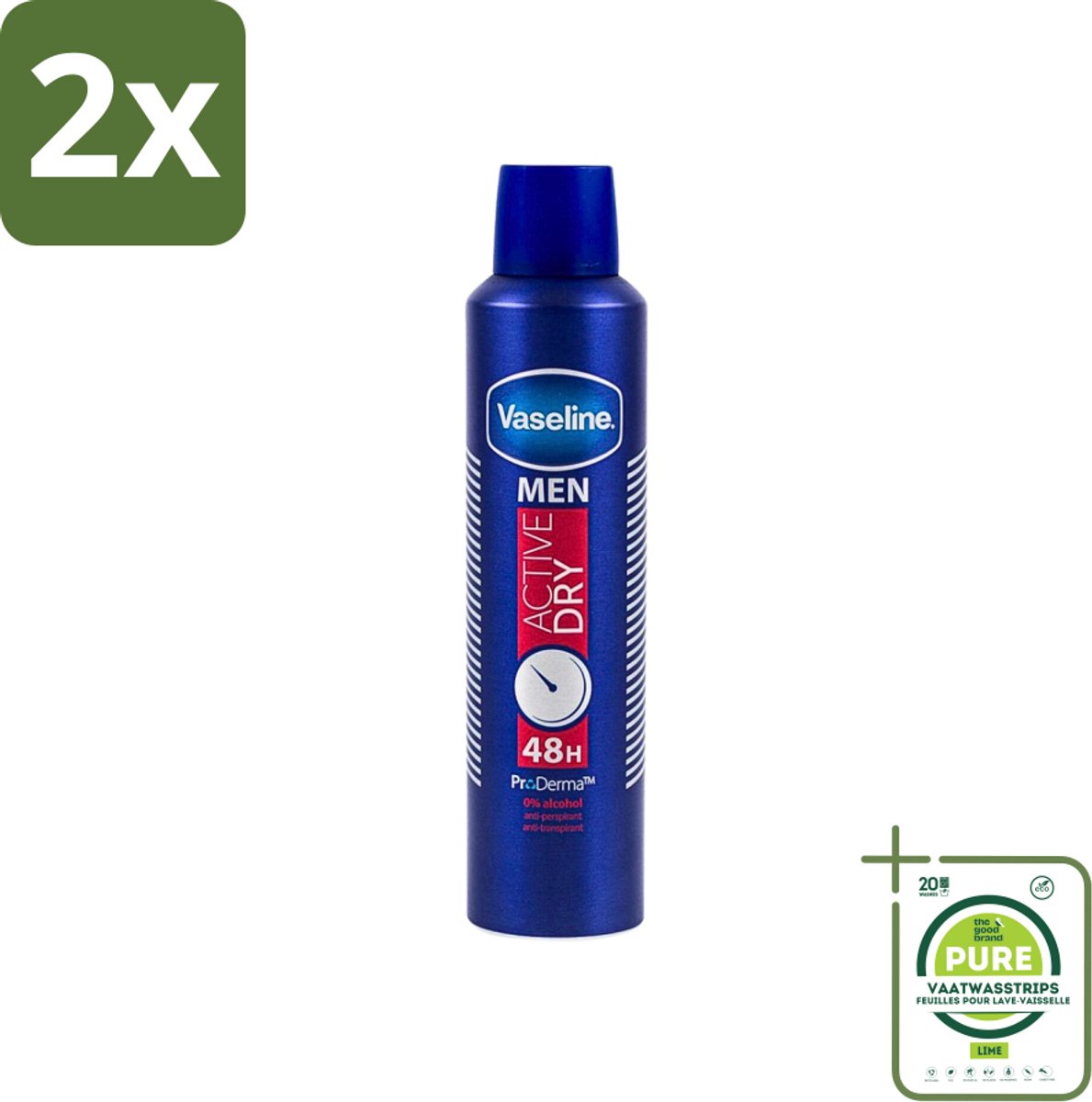 Vaseline - Men Active Dry - Deospray - Anti-Transpirant - 250 ml - Voordeelverpakking - 2 stuks - Anti-transpirant - Zweetbeheer