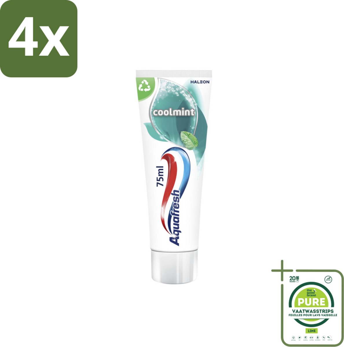 Aquafresh Tandpasta Coolmint 75 ml - Voordeelverpakking - 4 stuks - Tandpasta - Frisse adem