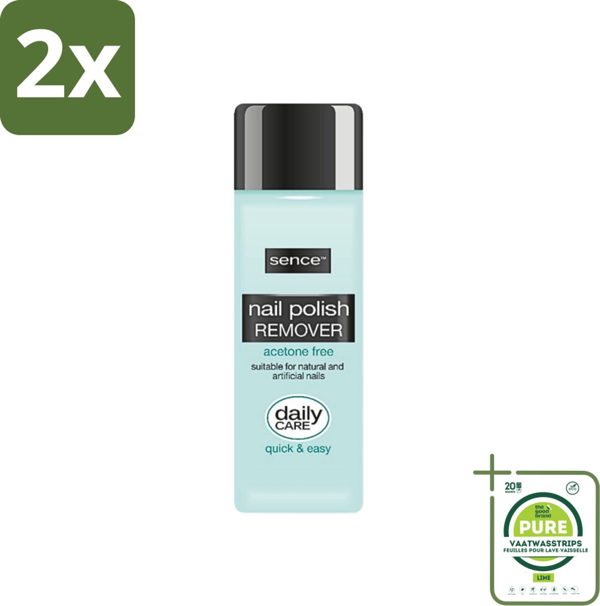 Sence - Acetonvrij - Nagellakremover - Mild - 200 ml - Voordeelverpakking - 2 stuks - Nagellak verwijderen - Acetonvrije nagellakremover