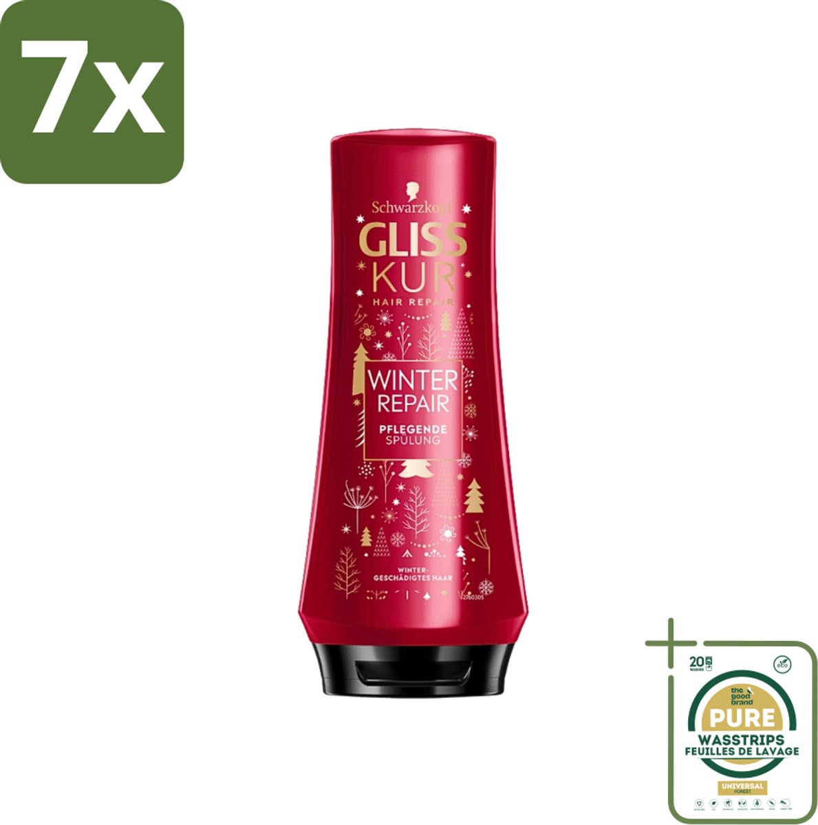 7 x Gliss-Kur - Conditioner - Winter Repair - Herstelt & Verzorgt - 200 ml - Grootverpakking - Winter Haar Verzorging - Haar Herstel - Haar Bescherming - Keratine Haar Conditioner - Cranberry Haar Conditioner