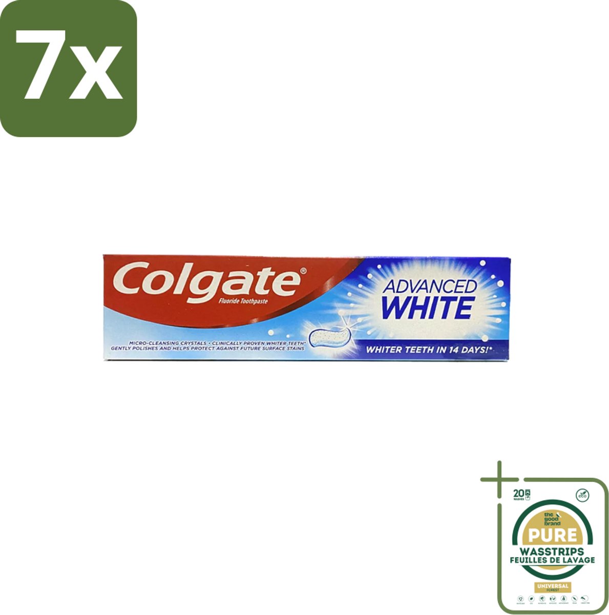7 x Colgate - Advanced White - Tandpasta - 100ml - Grootverpakking - Tandpasta - Witte Tanden - Vlekverwijdering - Tandbederf - Gaatjes