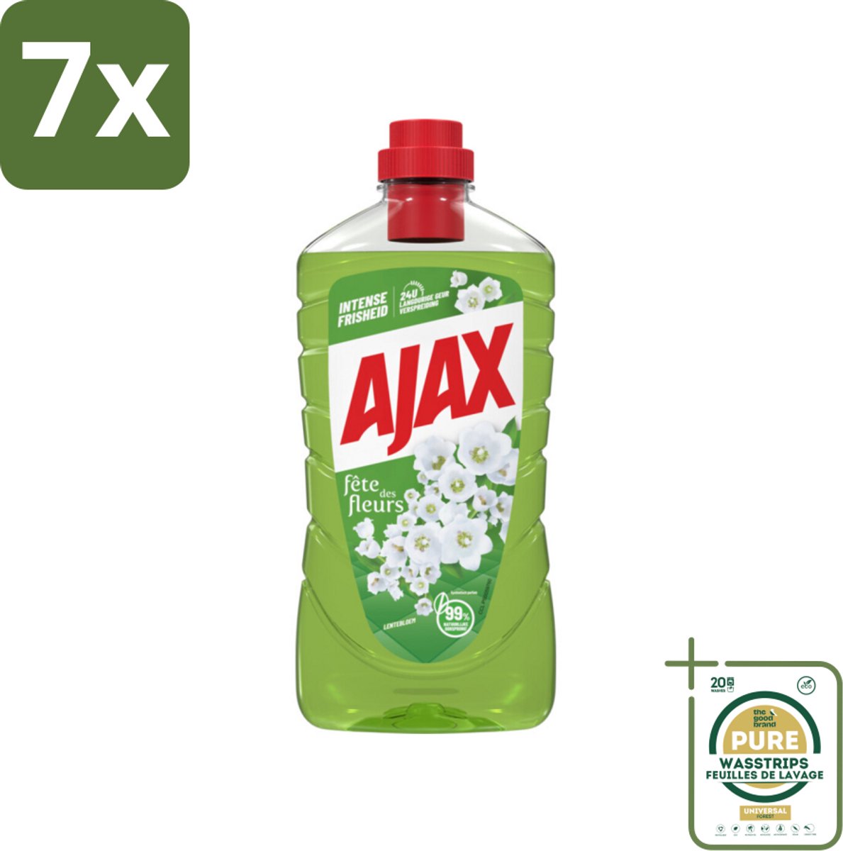 7 x Ajax Allesreiniger Fête des Fleur Lentebloem 1 liter - Grootverpakking - Allesreiniger - Reinigingskracht - Frisheid - Natuurlijke Geur - Essentiële Oliën