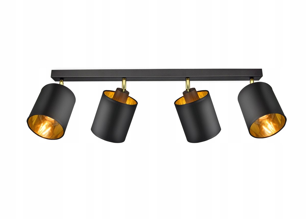 Moderne Plafondlamp Zwart Goud met Verstelbare Kappen (4-lichts)