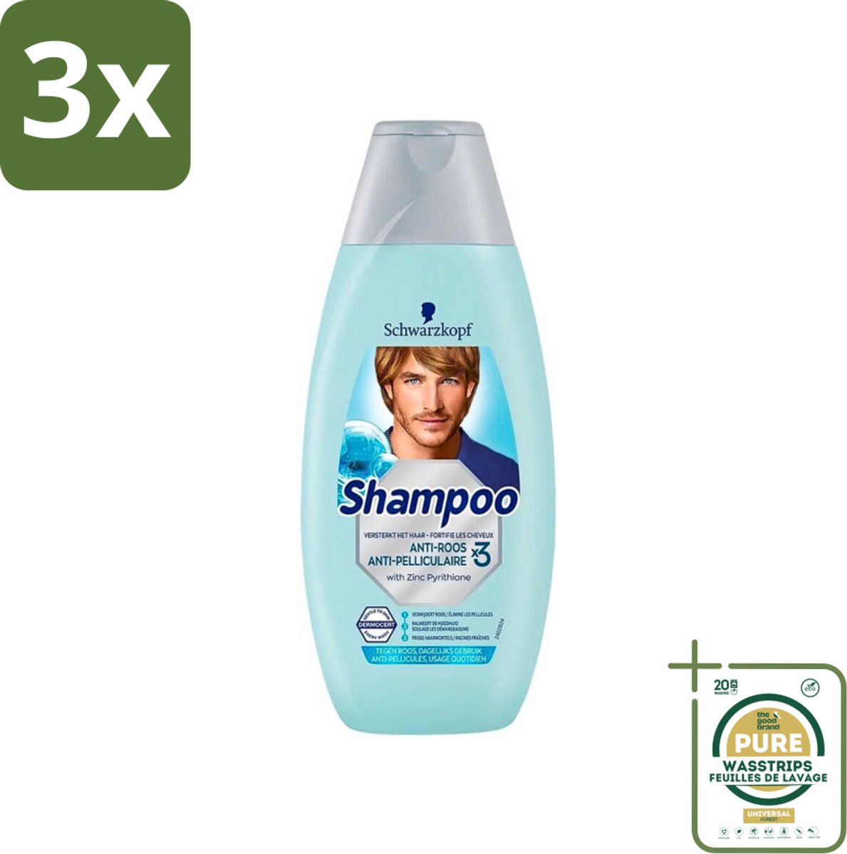 3 x Schwarzkopf - Shampoo Anti-Roos - Tegen Schilfers & Jeuk - 400 ml - Grootverpakking - Anti-roos Shampoo - Roos Bestrijding - Jeuk Bestrijding - Schilfers Bestrijding - Hoofdhuid Kalmering