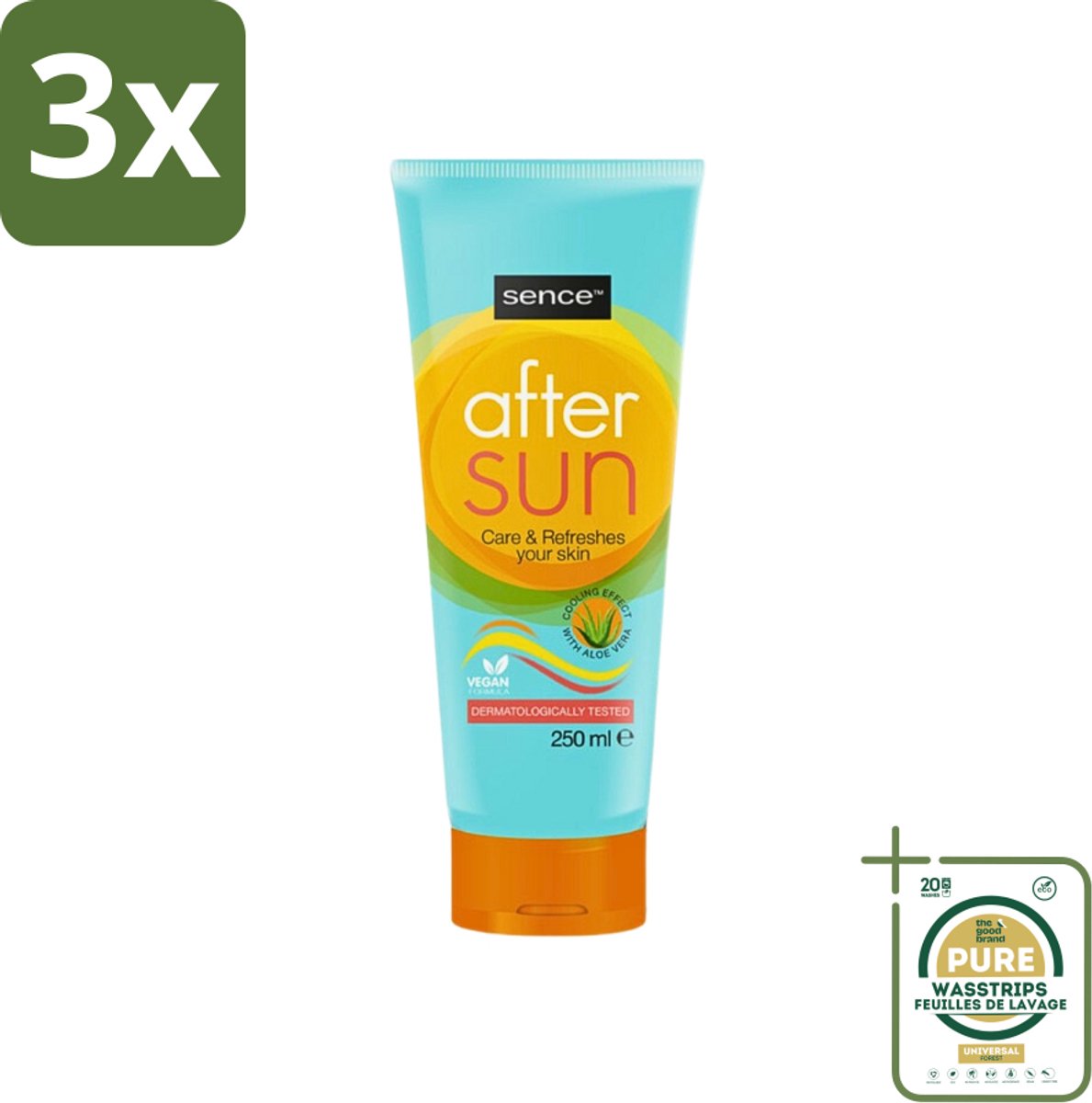 3 x Sence - After Sun - Lotion - Kalmerend - 200 ml - Grootverpakking - After Sun Lotion - Zonverbrande Huid - Huid Kalmeren - Aloë Vera - Zomerse Teint