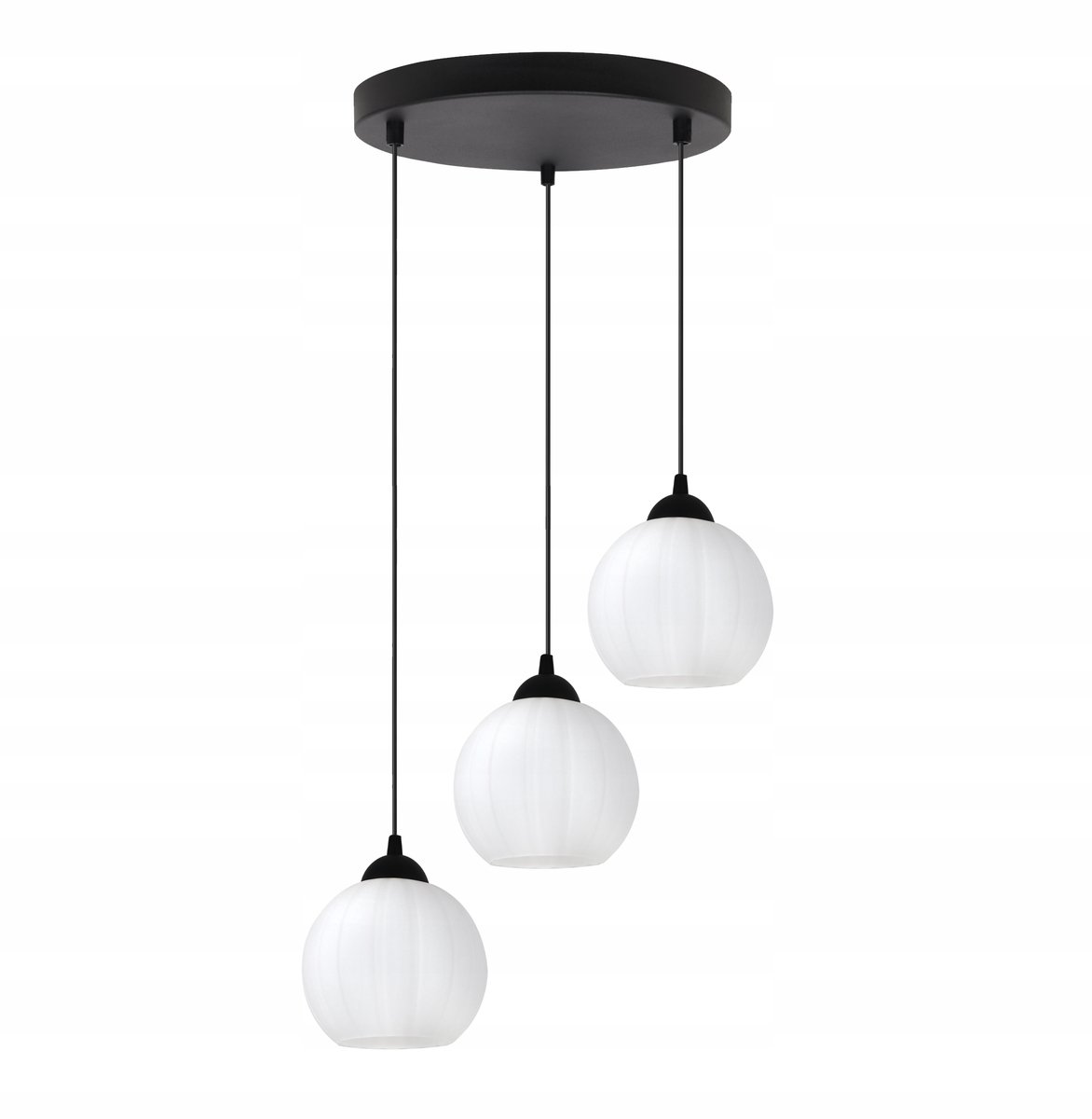 Moderne Zwarte Hanglamp met 3 Witte Glazen Bollen - E27