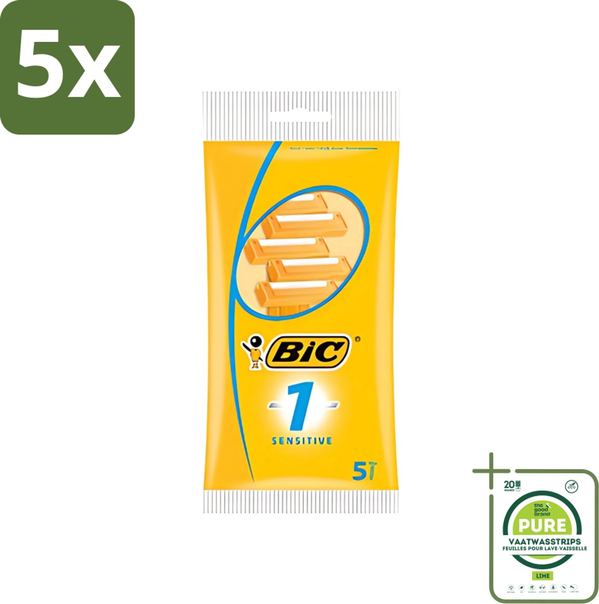 5 x Bic - Scheermesjes - Sensitive - Enkel Mesje - Wegwerpmesjes - 5 Scheermesjes - Grootverpakking - Scheermesje - Gevoelige Huid - Wegwerpscheermesje - Roestvrij Staal - Polymerische Bekleding