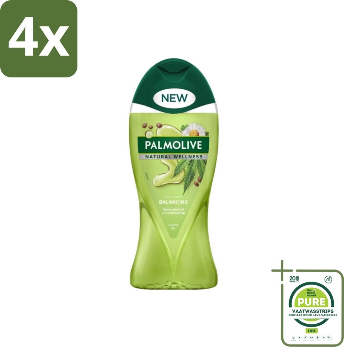 Palmolive - Natural Wellness - Douchegel - Balancing - Ontspannend & Fris - 250 ml - Voordeelverpakking - 4 stuks - Douchegel - Ontspanning