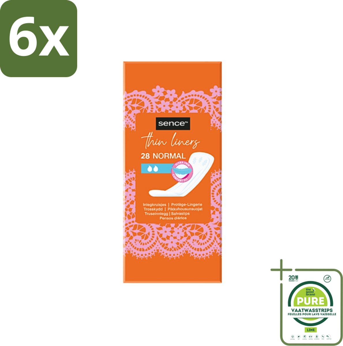 Sence - Normaal - Inlegkruisjes - Dagelijks Comfort - 28 Inlegkruisjes - Voordeelverpakking - 6 stuks - Inlegkruisjes - Dagelijks comfort