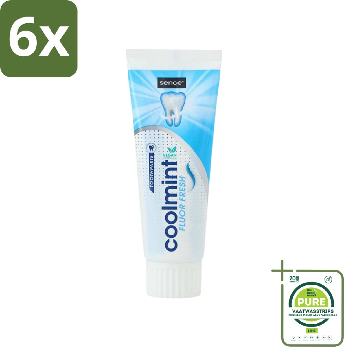 Sence - Freshmint - Tandpasta - Met Fluor - 75 ml - Voordeelverpakking - 6 stuks - Tandpasta - Fluoride