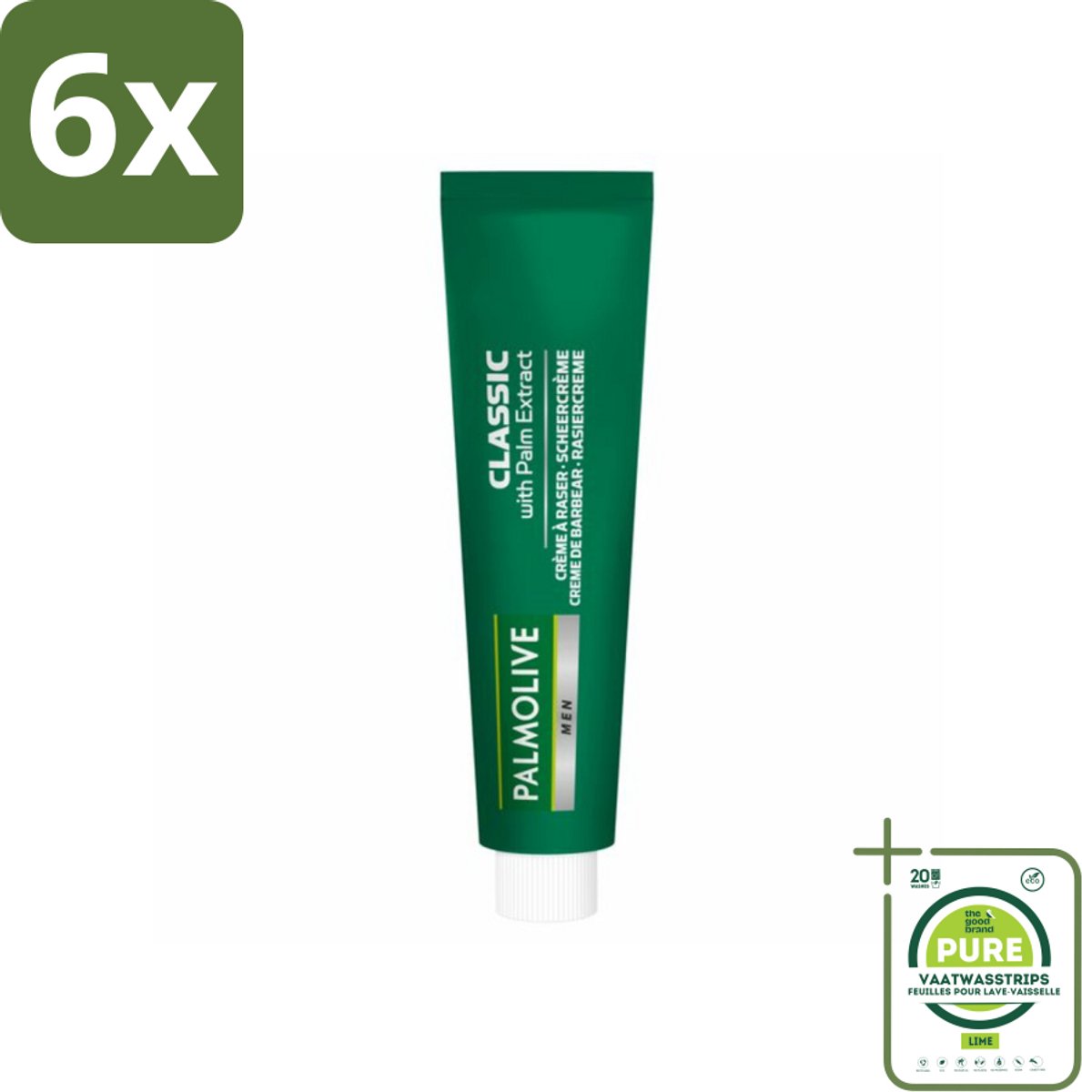 Palmolive Men Scheercrème Classic 100 ml - Voordeelverpakking - 6 stuks - Scheerkrème - Mannelijke huid
