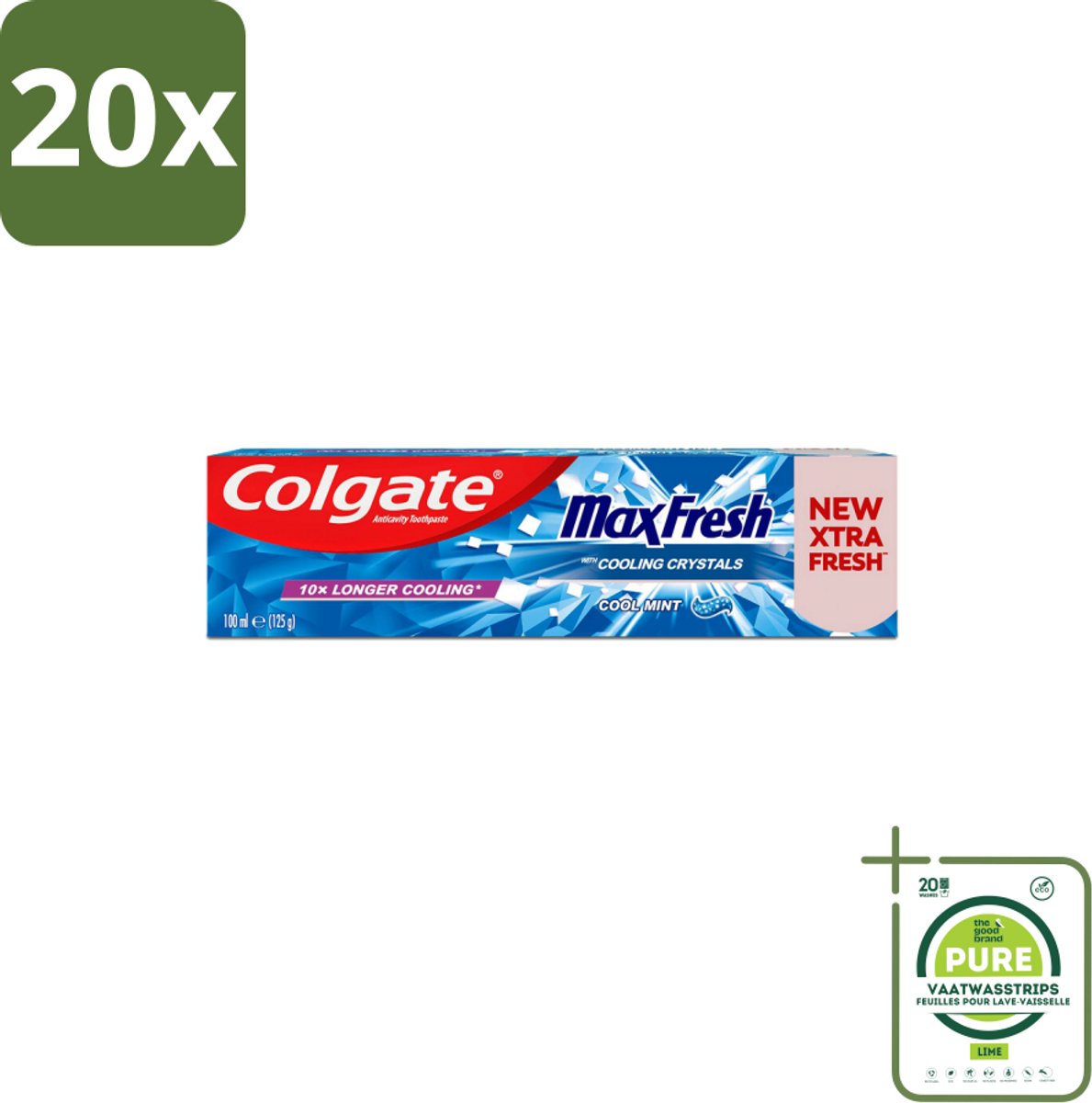 20 x Colgate Tandpasta Maxfresh Coolmint 100 ml - Grootverpakking - Tandpasta - Frisse Adem - Mondhygiëne - Cariës Bestrijden - Tandplak Verwijderen