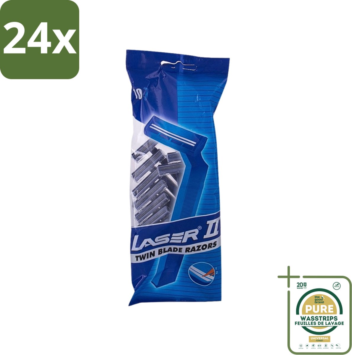Laser 2 - Ready Razor - Wegwerp - Voor Mannen - 10 Mesjes - Voordeelverpakking - 24 stuks - Laser scheermesjes - 2-bladige scheermesjes
