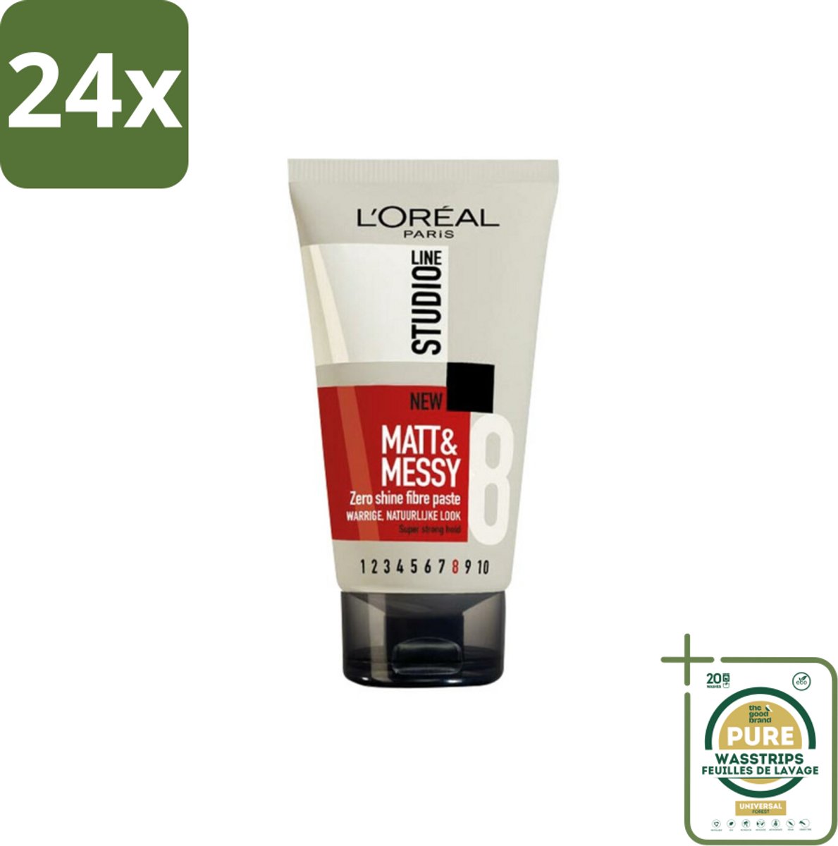 L'Oréal Studio Line Matt & Messy Zero Shine Fibre Paste 150 ml - Voordeelverpakking - 24 stuks - Ruige haar - Stijlvol haar