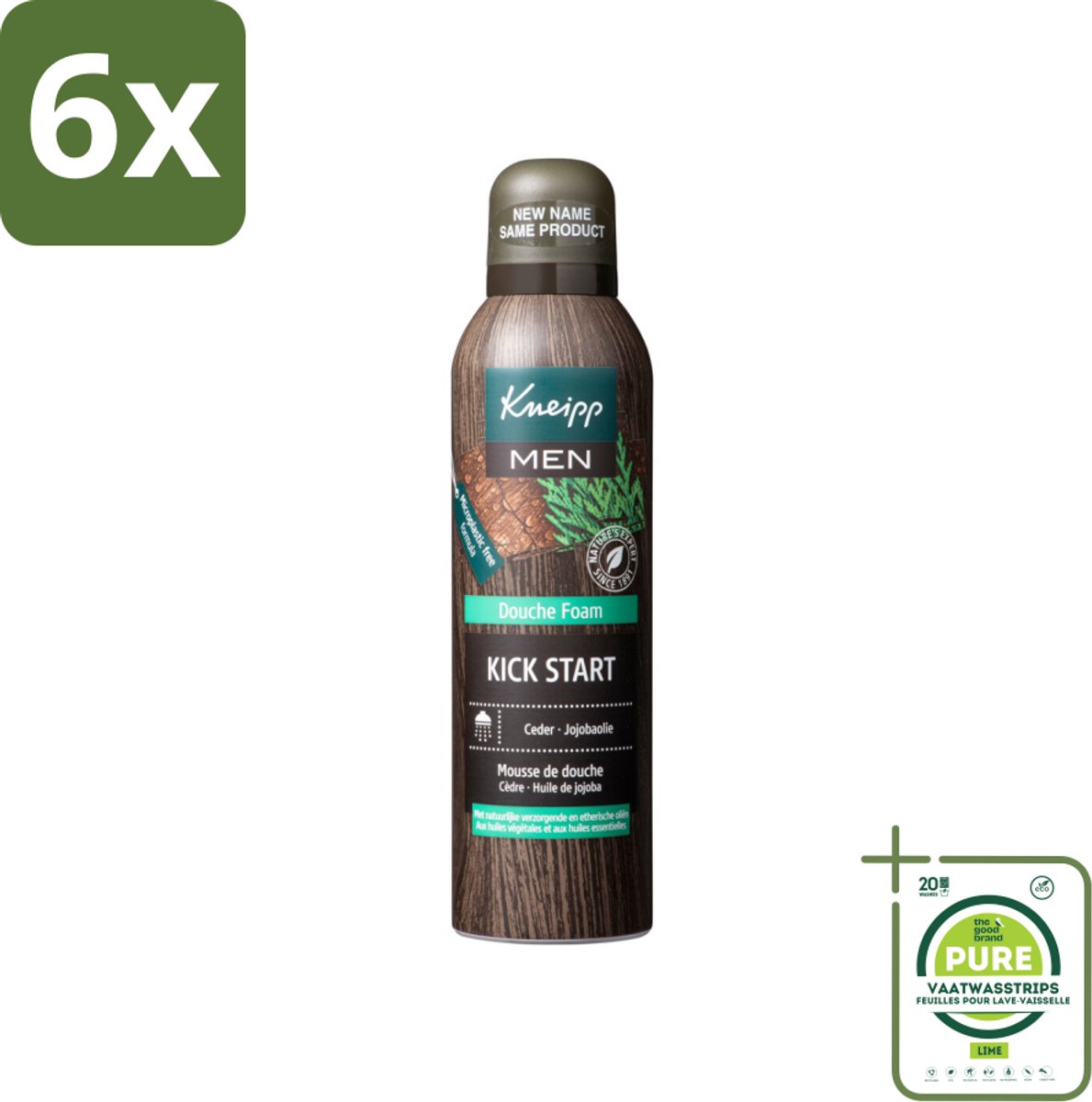 Kneipp Douche Foam Men 200 ml - Voordeelverpakking - 6 stuks - Douchefoam - Ceder