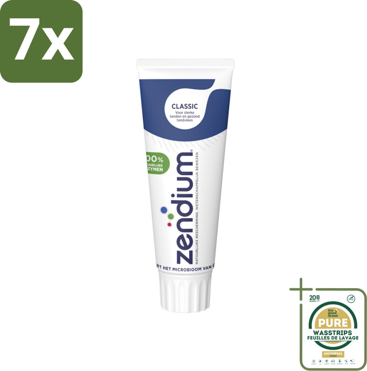 7 x Zendium Tandpasta Classic 75 ml - Grootverpakking - Tandpasta - Natuurlijke Enzymen - Gezond Microbioom - Fluoride - Gevoelige Mond