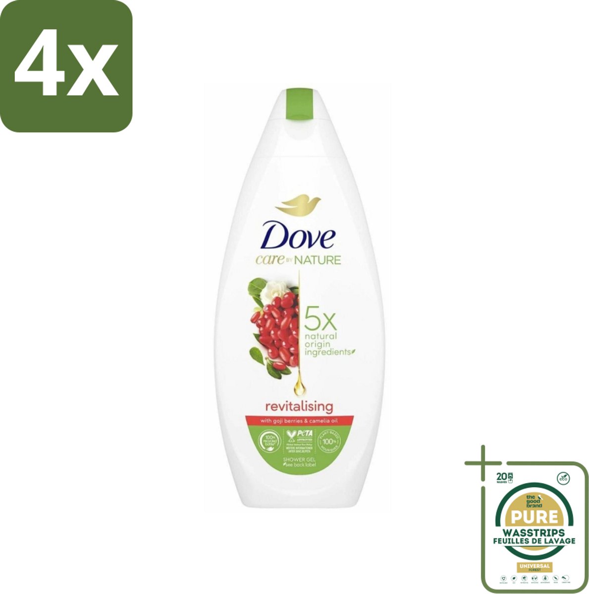 Dove - Douchegel - Revitalising - Verfrissend - 225 ml - Voordeelverpakking - 4 stuks - Verfrissend - Revitaliserend