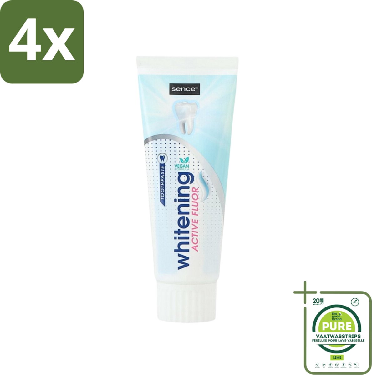 Sence - Whitening - Tandpasta - Met Fluor - 75 ml - Voordeelverpakking - 4 stuks - Tandpasta - Witte tanden