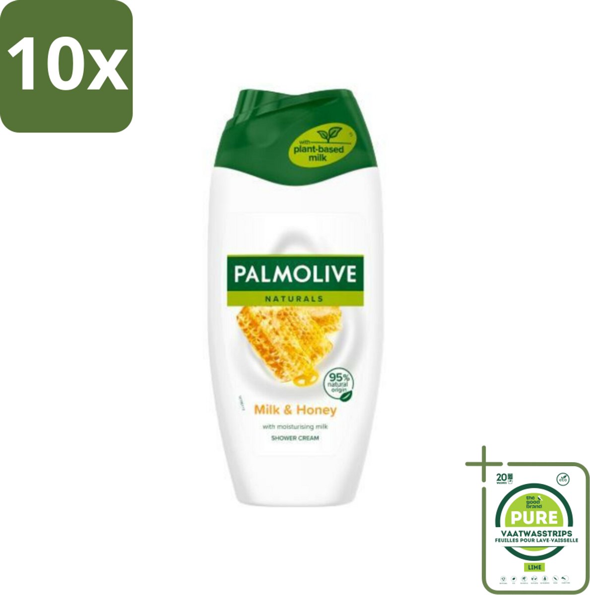 10 x Palmolive Naturals - Douchecrème - Honing & Melk - Hydraterende Melk - 250 ml - Grootverpakking - Douchegel - Melk - Honing - Hydraterende Douchegel - Huid Verzorging