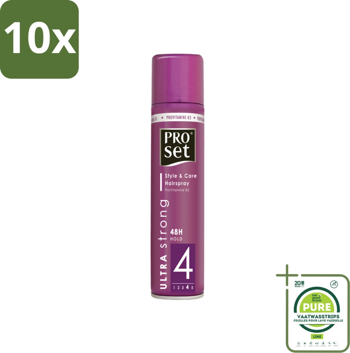 10 x Proset Haarspray Ultra Sterk 300 ml - Grootverpakking - Haarspray - 48 Uur Fixatie - Ultra Sterk - ProVitamine B5 - Langdurige Fixatie