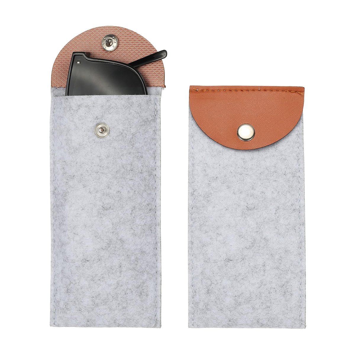 QUARKZMAN 2 Pack Draagbare Vilten Brillenkoker, Quick Insert Soft Case, Zonnebriletui Voor Mannen En Vrouwen - ShopVlot