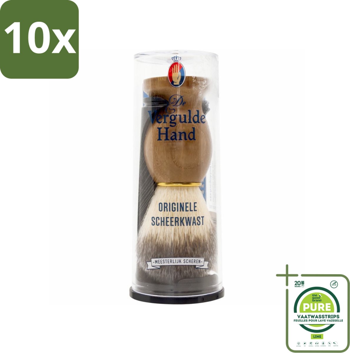 10 x Vergulde Hand Originele Scheerkwast - Grootverpakking - Scheerkwast - Scheerbeleving - Scheerzeep - Baardharen - Huidmassaging