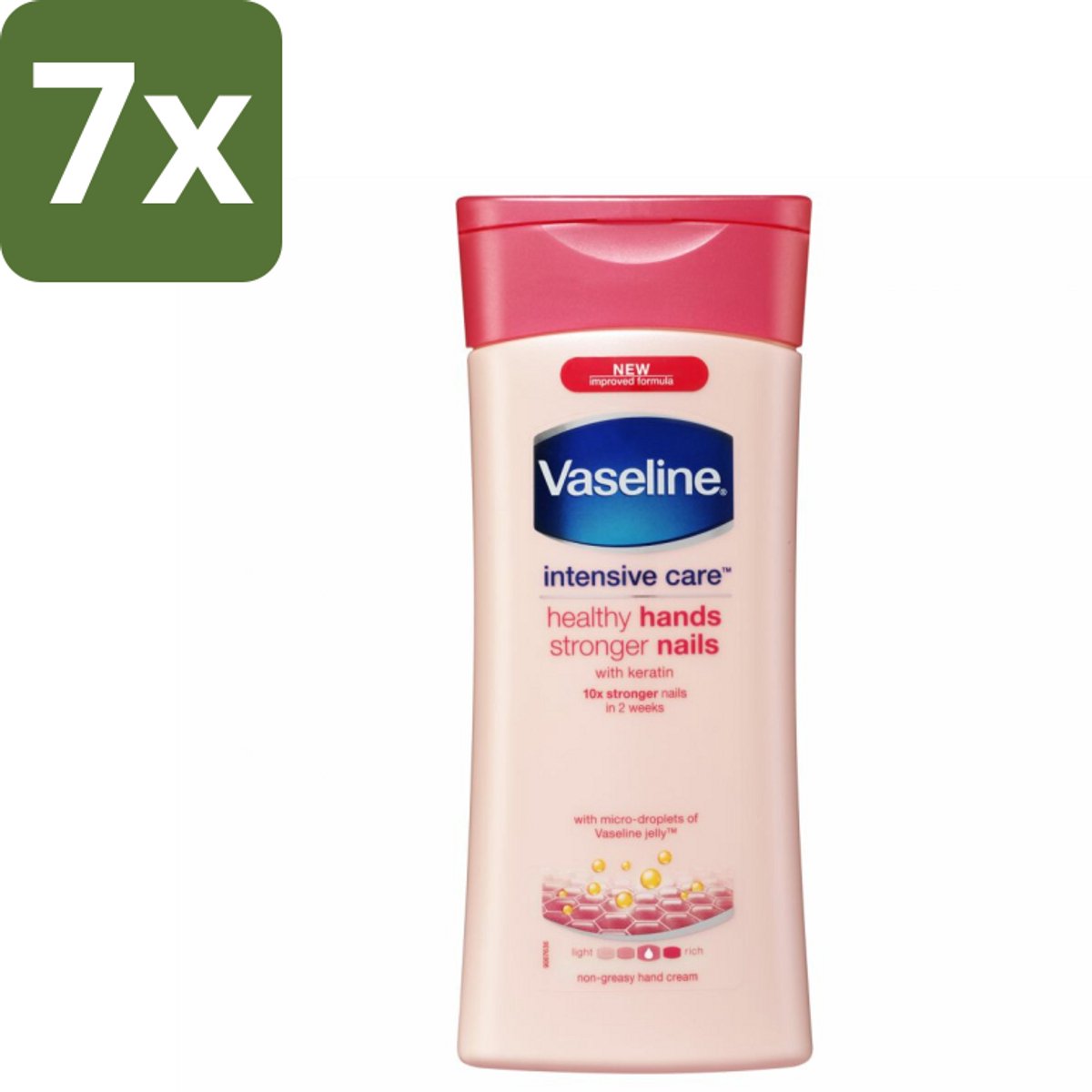 7 x Vaseline Handcreme Healthy Hands & Stronger Nails 200 ml - Handcrème - Nagelversterking - Keratine - Hydratatie - Handverzorging
