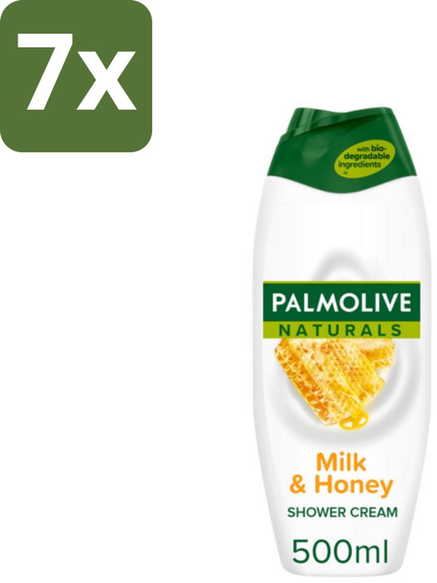 7 x Palmolive Naturals - Douchecrème - Melk & Honing - 500 ml - Douchecrème - Melk En Honing - Natuurlijke Douchegel - Hydraterende Douchegel - Huid Verzorging